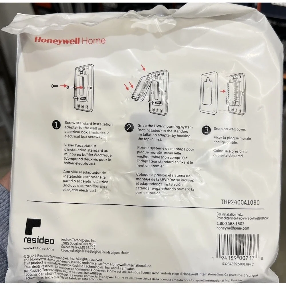 Honeywell THP2400A1080 Thermostat Wall Plate Cover Electrical Box Adapter NEW‎